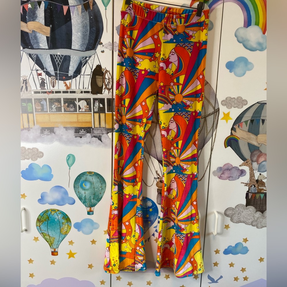 Velvet rainbow psychedelic bell bottoms Flare Street small